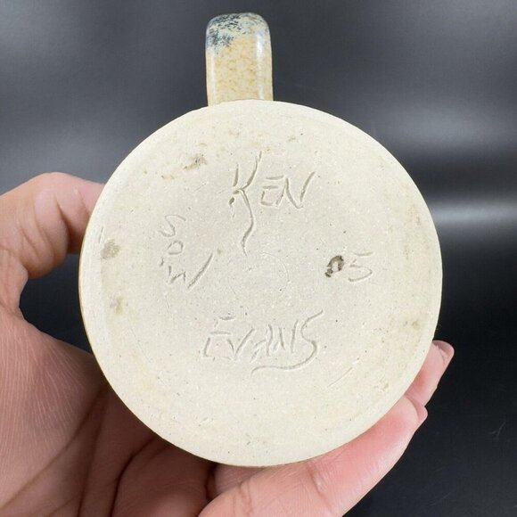Ken Evans Hand Made Pottery Stoneware Coffee Mug Cup Artist Signed Sponge Ware - Picture 8 of 16